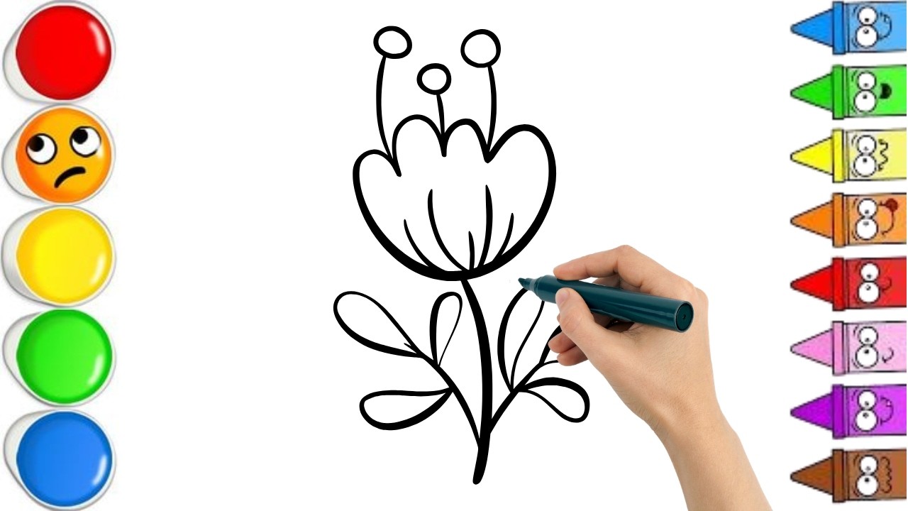 How To Draw cute flower. Easy Drawing, Painting & Coloring For Kids and Toddlers_🌈🎨