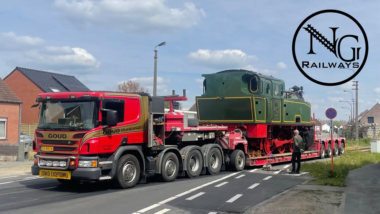 26 april 2023 Timelapse transport stoomlocomotief HSIJ 22 'Tom' naar stoomcentrum Maldegem