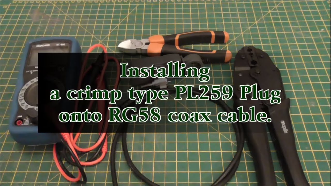 Installing a crimp type PL259 Plug onto RG58 coax cable.