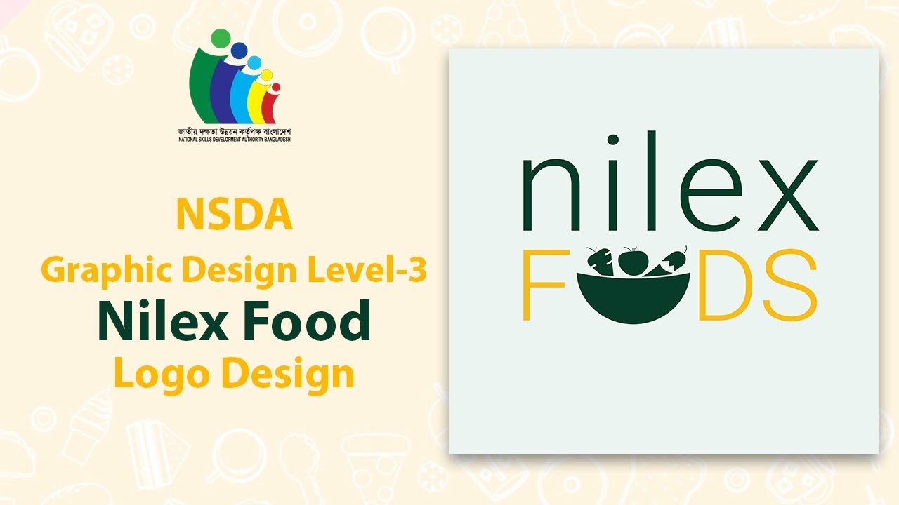 Nilex Food Logo |NSDA Level 3 Graphic Design | Logo Design in Illustrator|| Bangla Tutorial |