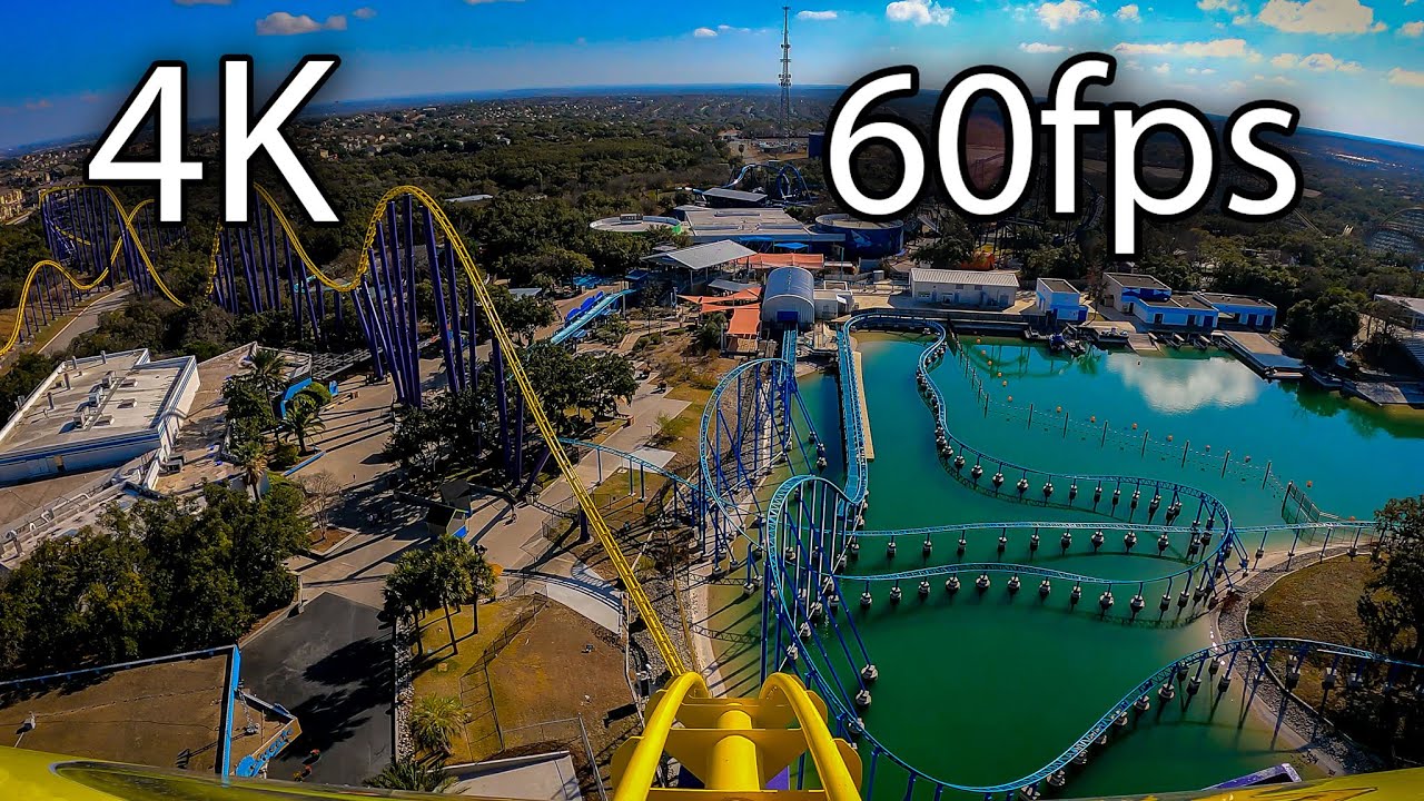 Steel Eel front seat on-ride 4K POV @60fps SeaWorld San Antonio