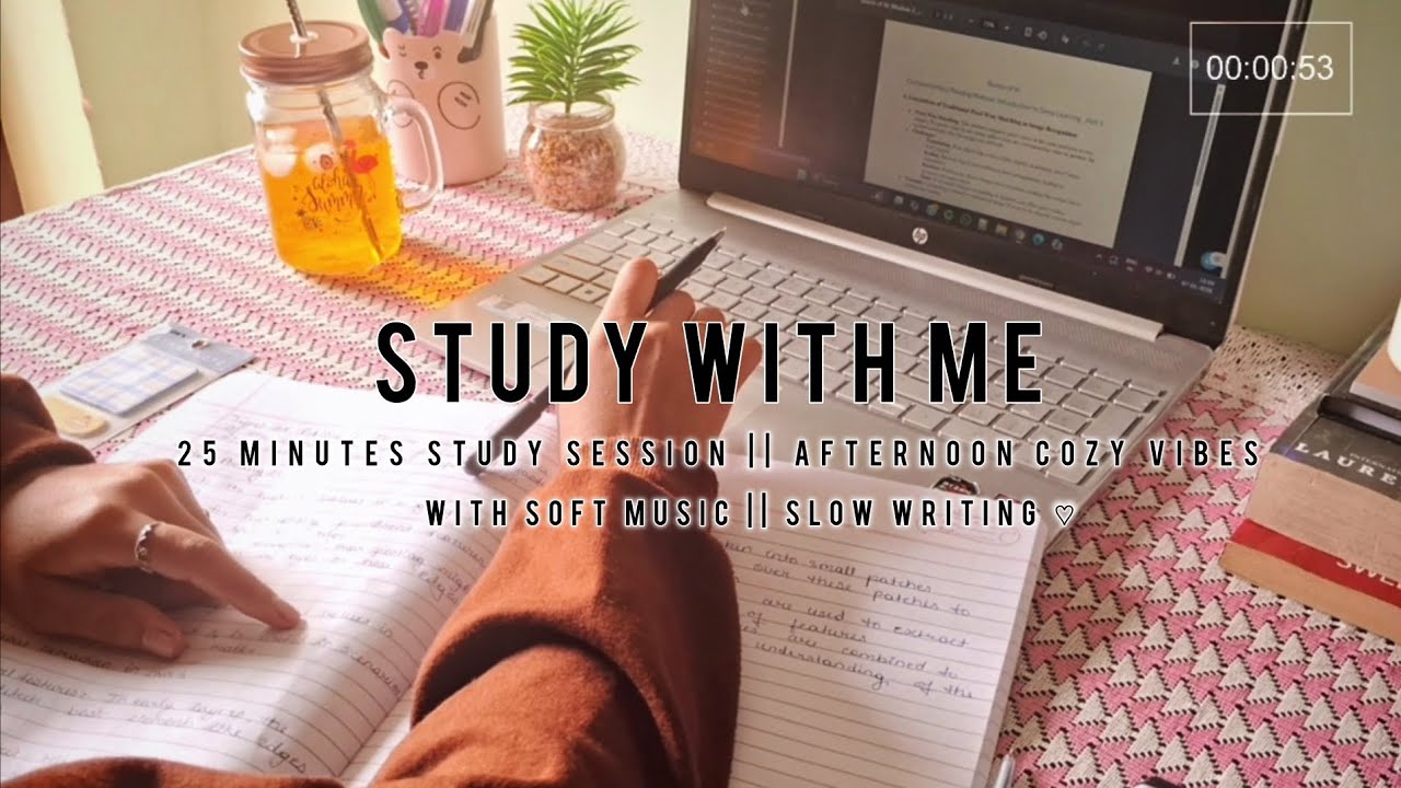 Study with me ♡ || cozy vibes 🌼 || 25 minutes study session || soft music 🎶