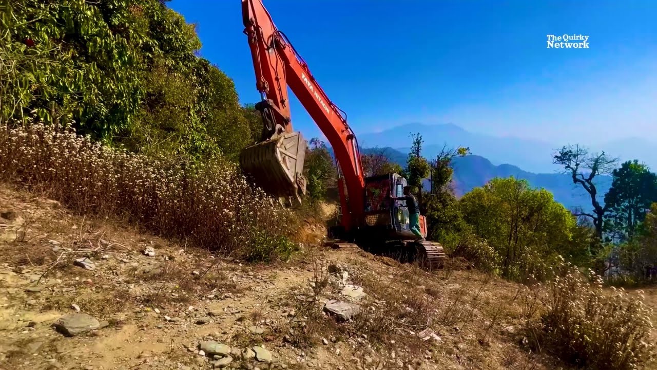 Skilled Tata Hitachi Excavator Operator Building an Amazing Road in a Hilly Forest