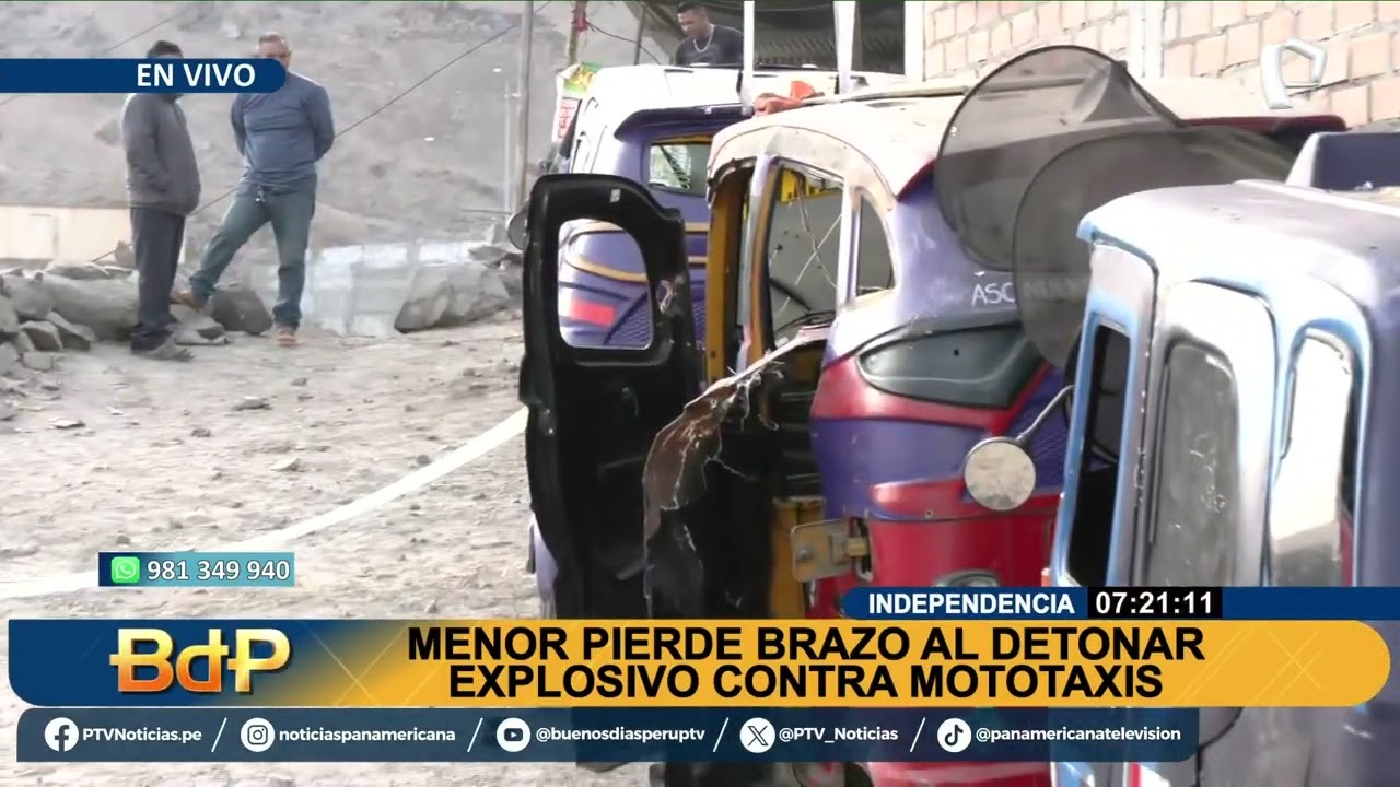 Adolescente pierde el brazo tras detonar explosivo junto a paradero de mototaxis