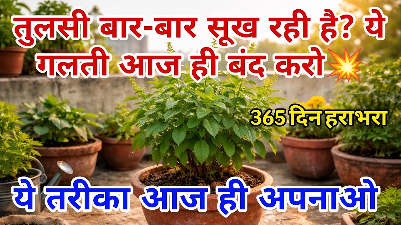 रोज पानी देने पर भी तुलसी क्यों सूख जाती है?❌असली वजह और सही देखभाल🔥How to Save TulsiPlant in Winter