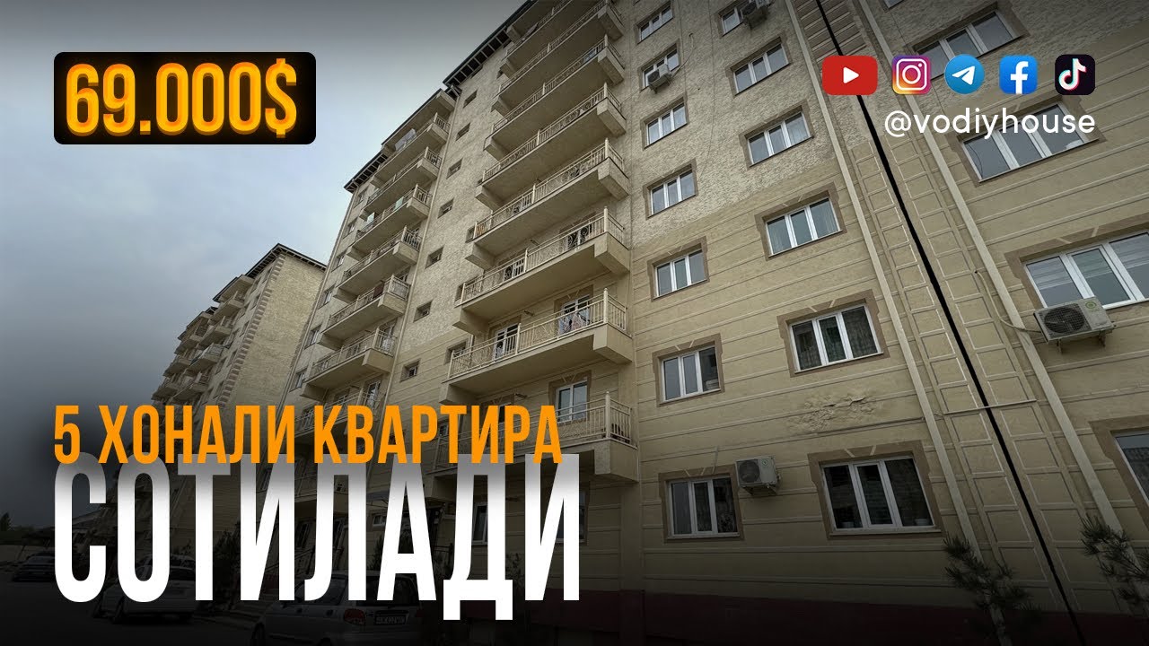 Фарғона шахар хокимиятини орқасида 5 хонали квартира сотилади