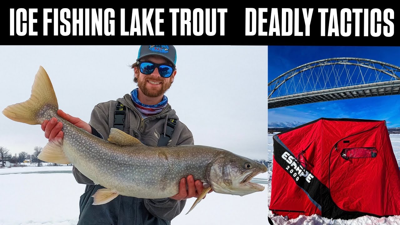 Ice Fishing LAKE TROUT with Tubes and Jawjackrs - INSANE BITE