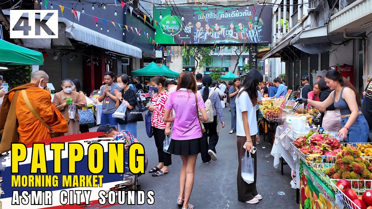 [4K] Patpong Morning Market in Bangkok 🇹🇭 Walking Tour (ASMR City Sounds)