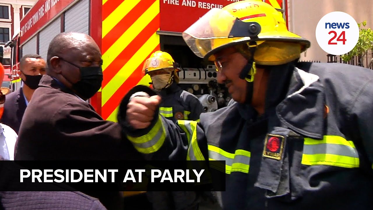 WATCH | President Cyril Ramaphosa inspects damage to Parliament, thanks firefighters