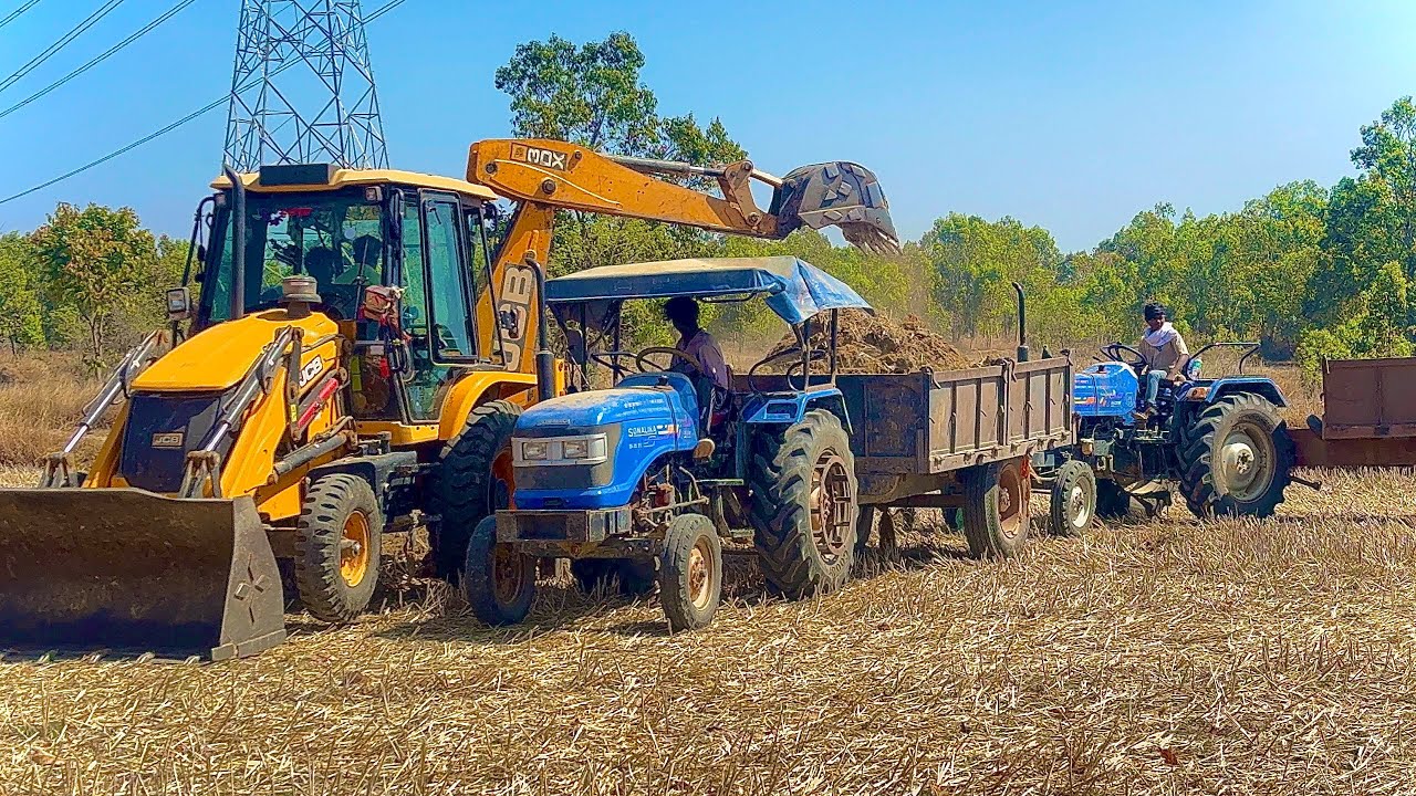 My Driver's Eating Food JCB 3dx Xpert Loading Mud Two Sonalika Mahindra Trolley 🚜 JCB 3dx Plus 
