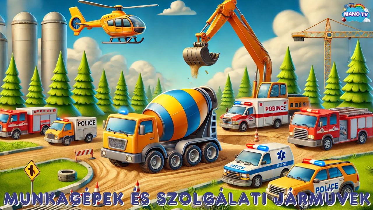 Munkagépek és szolgálati járművek gyerekeknek 🚜🚒🚑  Fejlesztő videó gyerekeknek. #truck #police