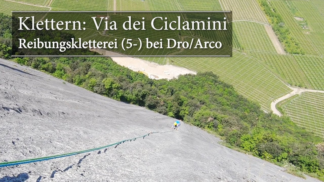 Klettern: Via dei Ciclamini - Plattenkletterei (5-) bei Dro/Arco