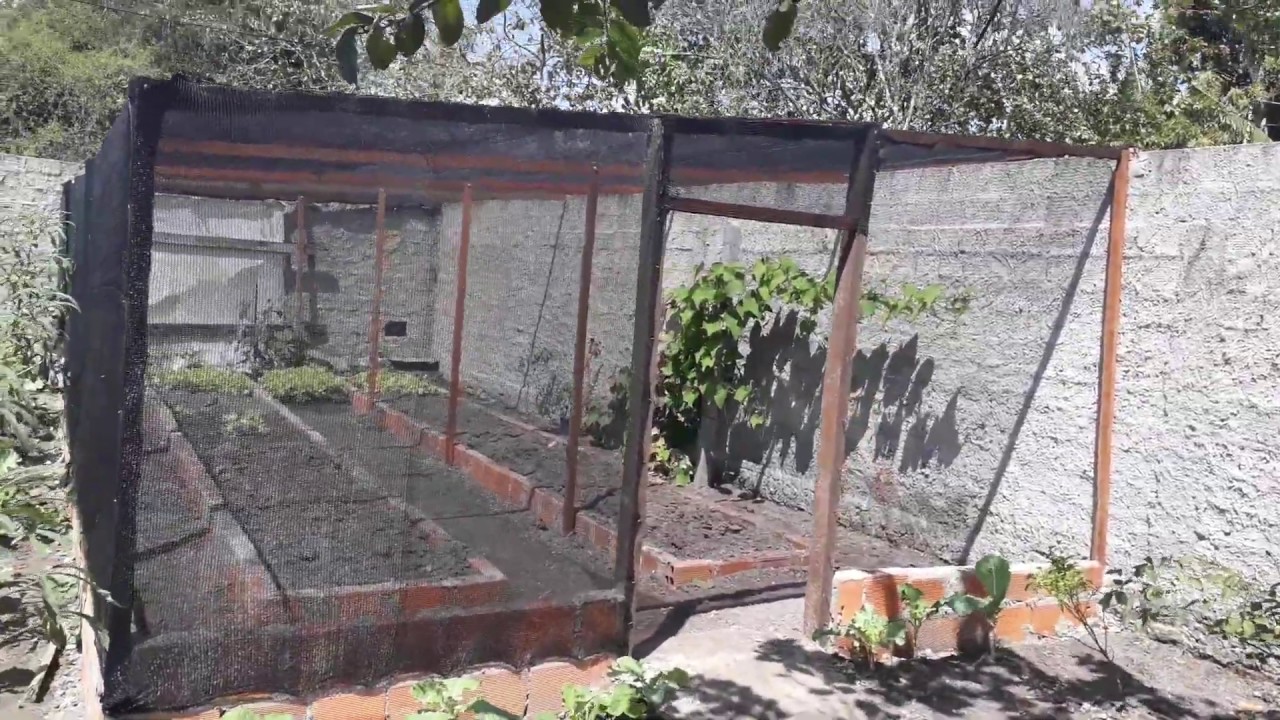 Canteiros e cobertura com tela sombrite para horta (projeto completo )