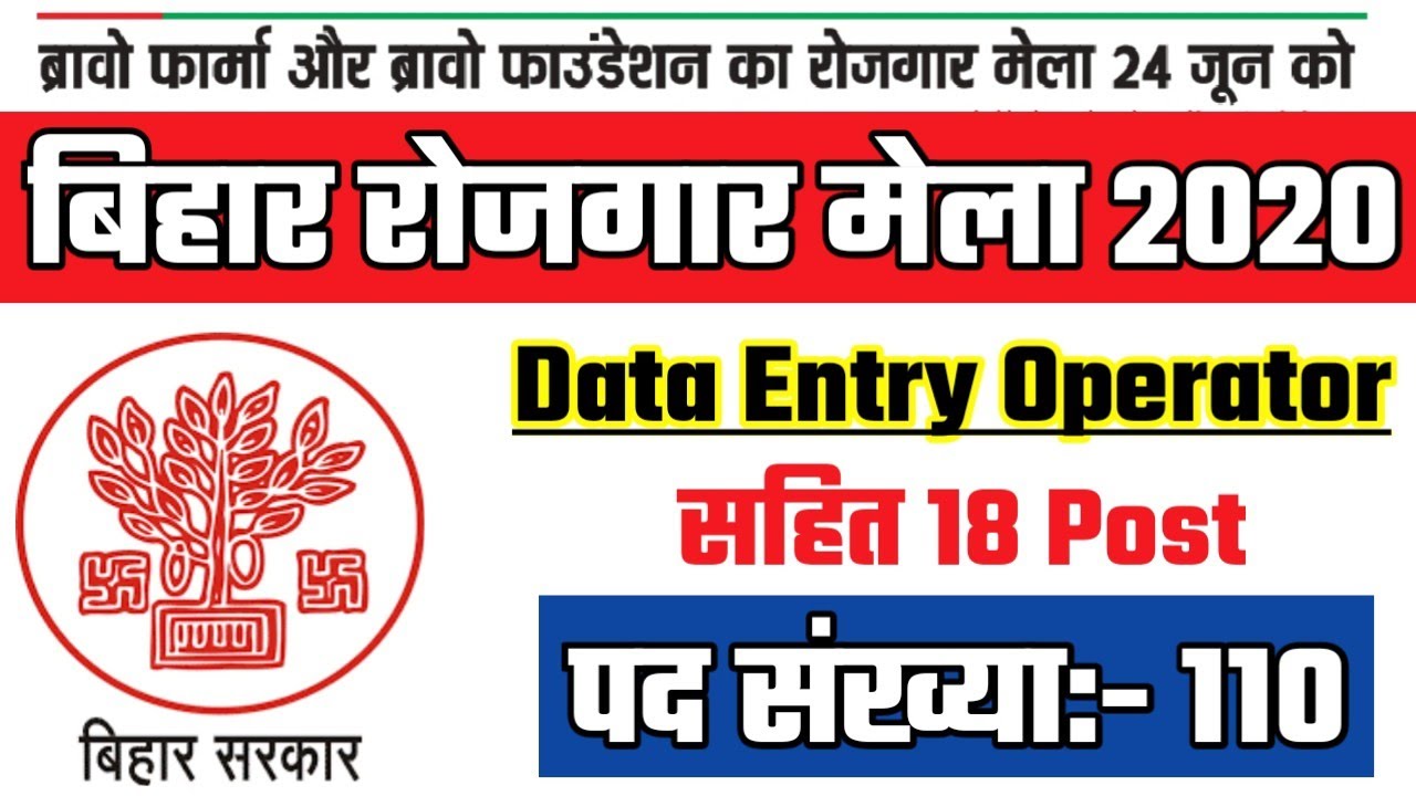 Bihar Rojgar Mela : Data Entry Operator Bharti 2020 Various Post | सीधी भर्ती |Bihar Latest Job 2020