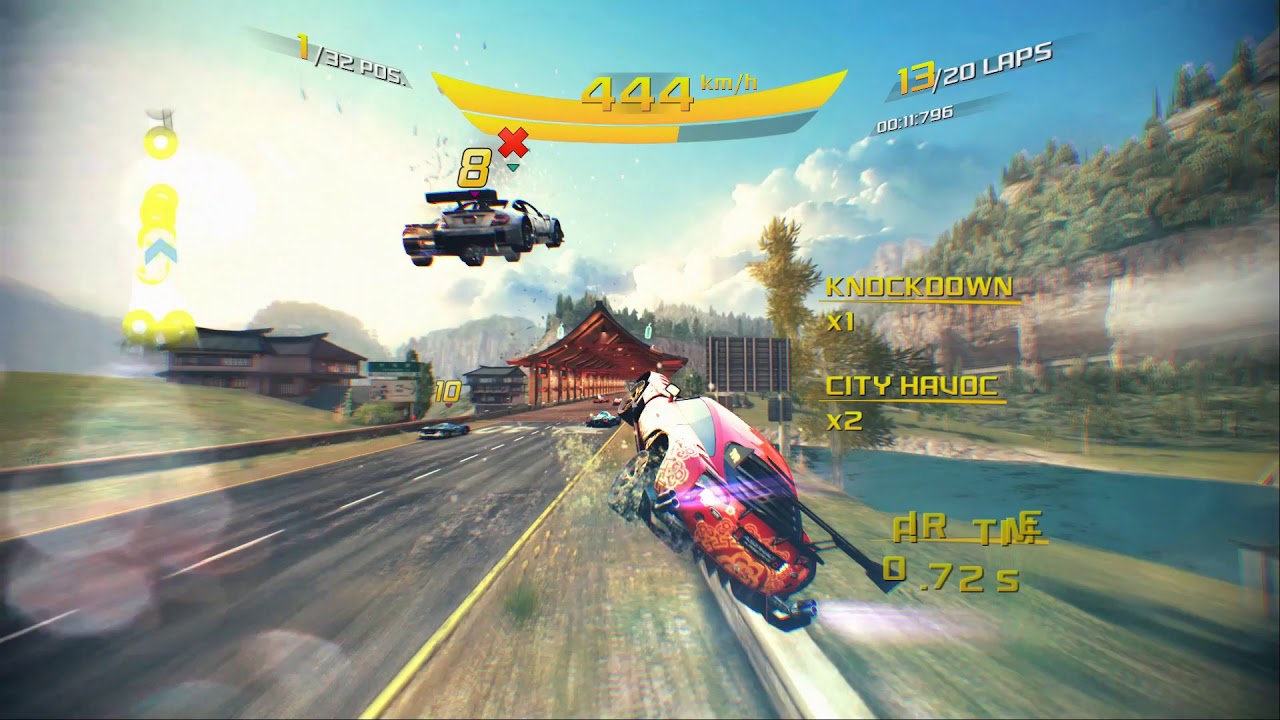 Asphalt 8: TVR Sagaris SE (The Dragon's Den, 32 racers and 20 laps)