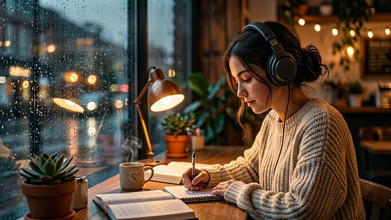 POV: You're studying in a rainy Lofi Cafe (Focus & Chill)