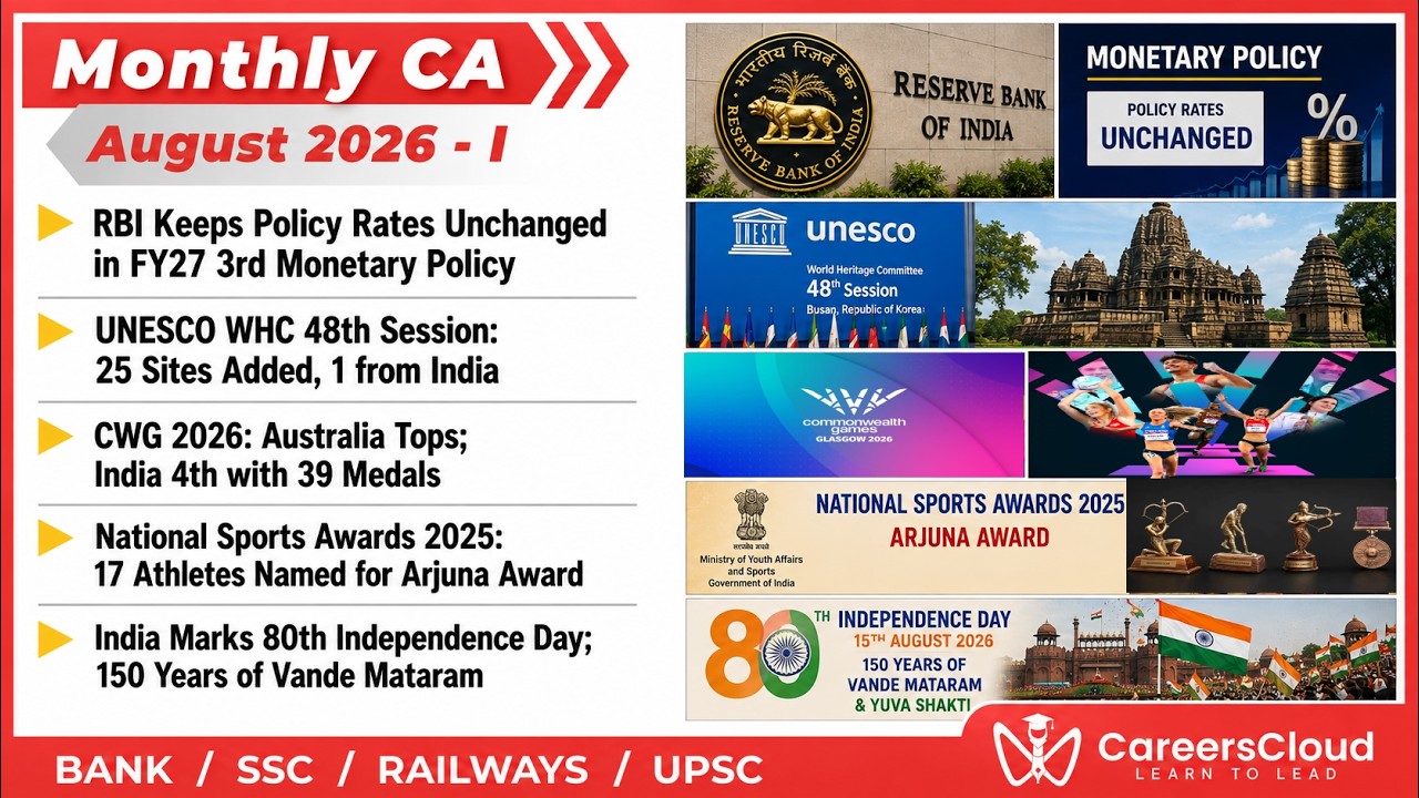 August 2026 Current Affairs - Part I | English | Monthly Current Affairs | AffairsCloud