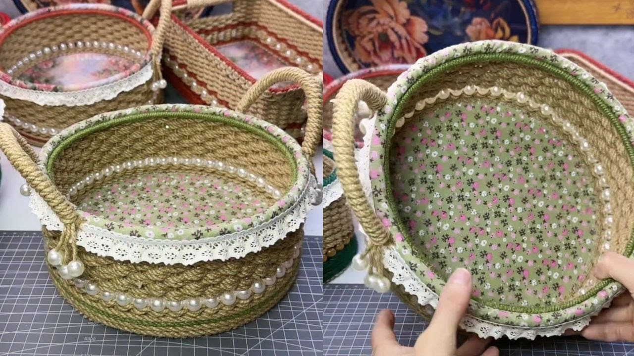 DIY Jute Rope Basket with Foam Board #diy #handmade #craft