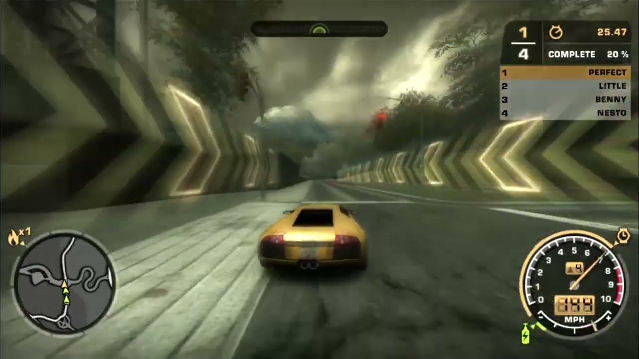 Golden Lamborghini Murcielago street race (Hard Difficulty) - NFS Most Wanted (2005)