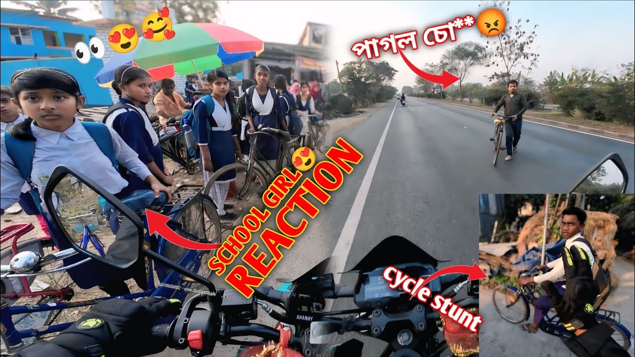 School Girl Reaction😍 UNEXPECTED ROAD CROSICNG IN HIGHWAY 🚀☠️ #ridersomnath #motovlog #biker 