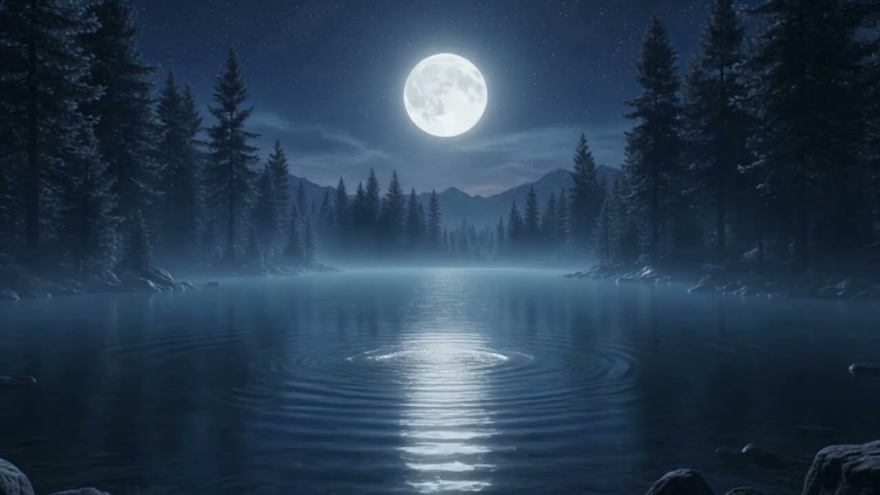 Moonlit Lake at Night 🌕🌊 | 12 Hours Fantasy Ambience