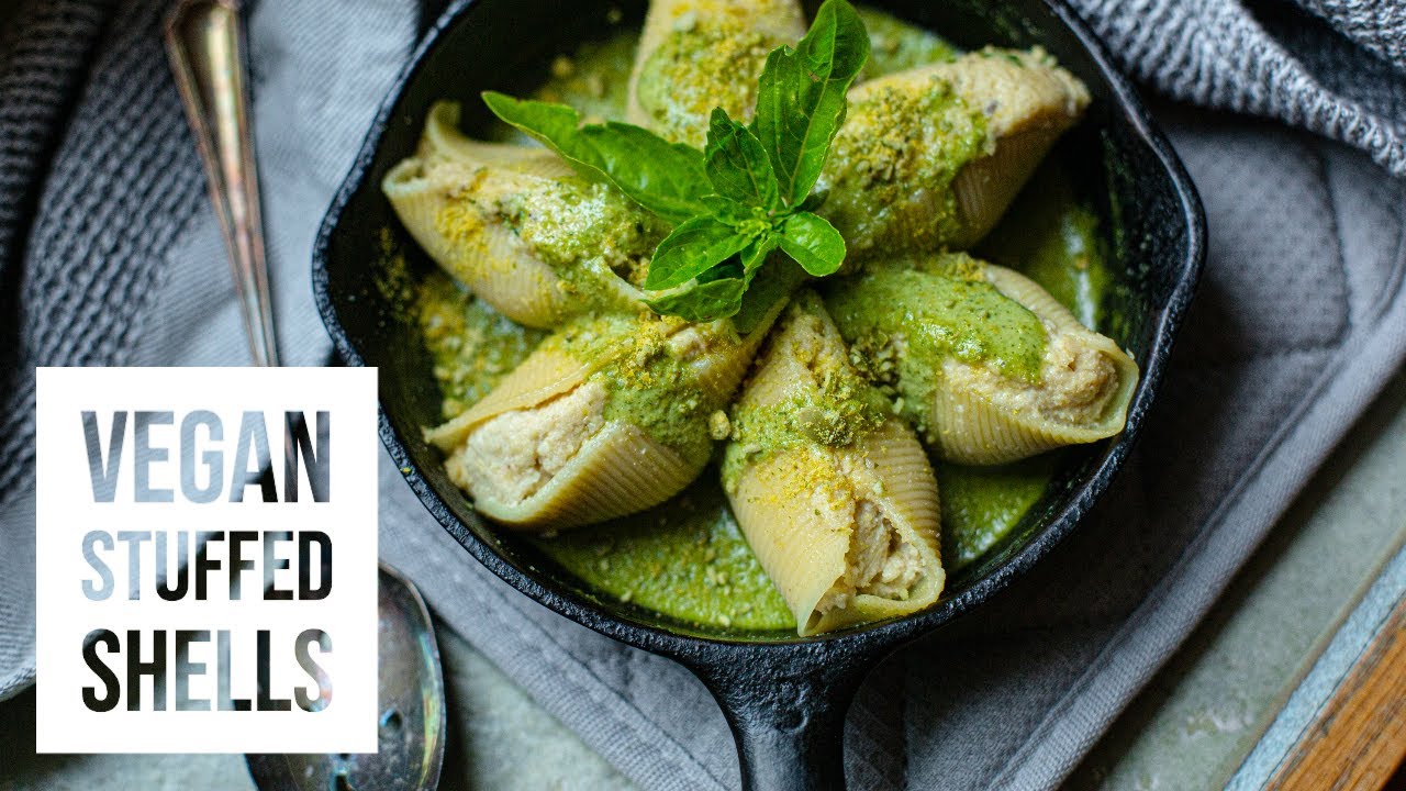Vegan Stuffed Pesto Shells | EASY VEGAN PASTA