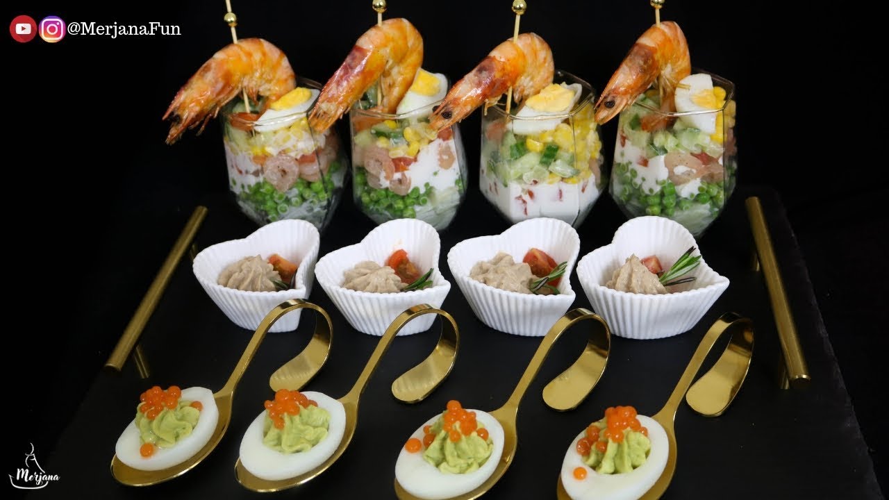 مملحات برستيج 2019: كؤوس السلطة الروسية_ موس التونة_ بيض ميموزا بالافوكادو | Starters for Parties