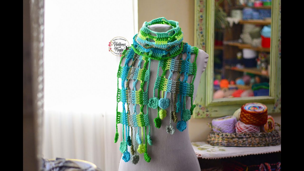 Bufanda de flores ( Paso a paso en crochet )