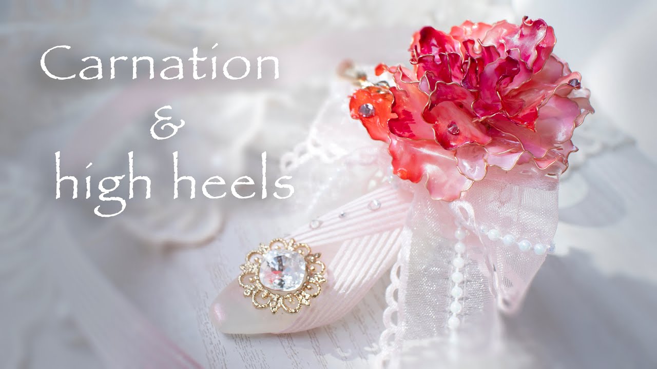 カーネーションのハイヒールの飾り✨母の日プレゼント Carnation & high heels DIY wire resin art project