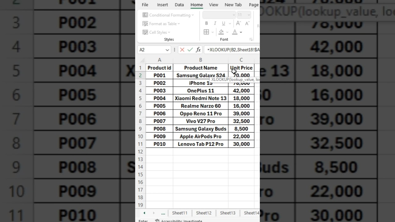 XLOOKUP Function in Excel | Modern Lookup Made Easy #excel #excelshorts #exceltraining
