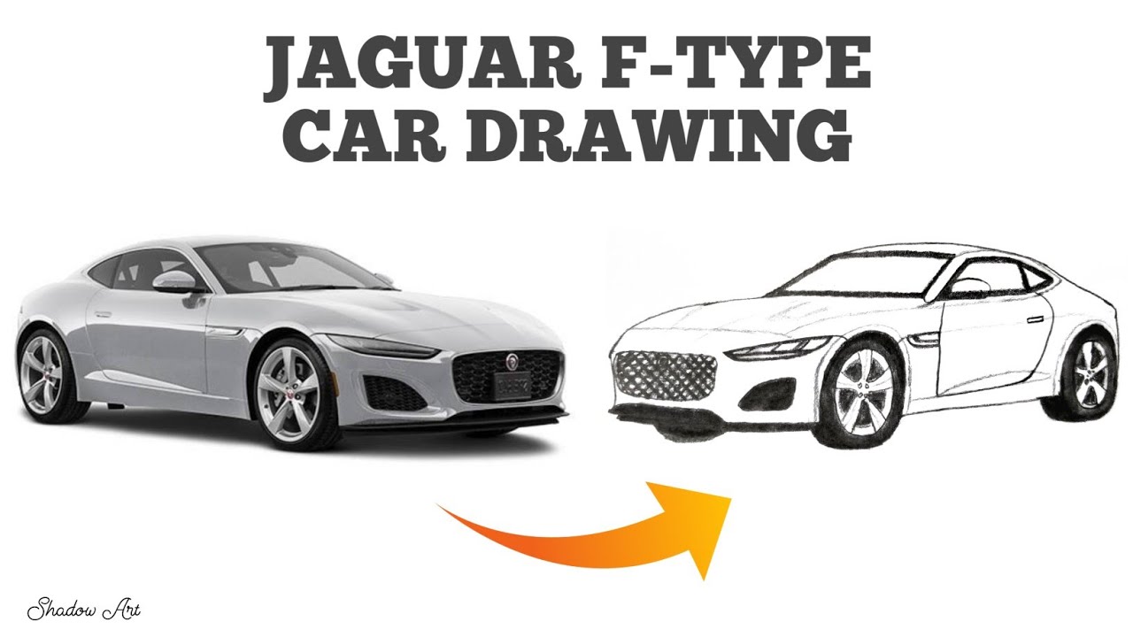 Jaguar F-Type car drawing | jaguar top model draw | step by step draw | by Shadow Art