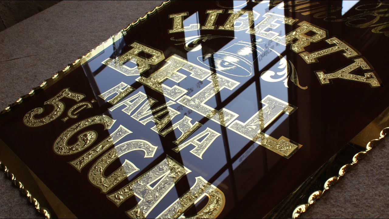 MAKING CLASSIC GOLD LEAF GLASS SIGN - ART　ASMR