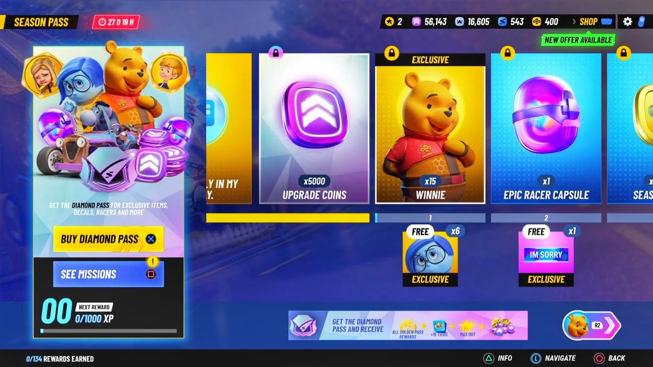 Disney Speedstorm | Season 16 Diamond Pass - All Tier Showcase (Battle Pass)