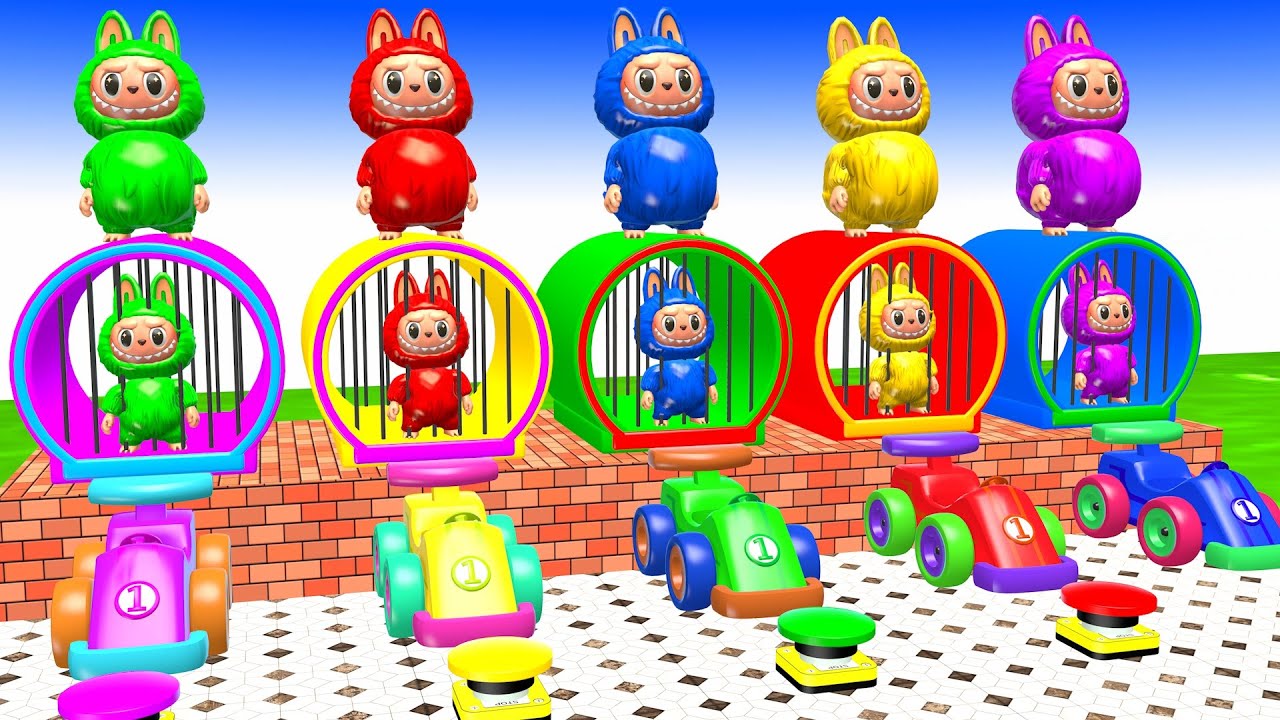 Long Slide Game With Labubu Zimomo Mokoko Pato Pippo Bayby Three 3d Animal Game Funny 3d Animals