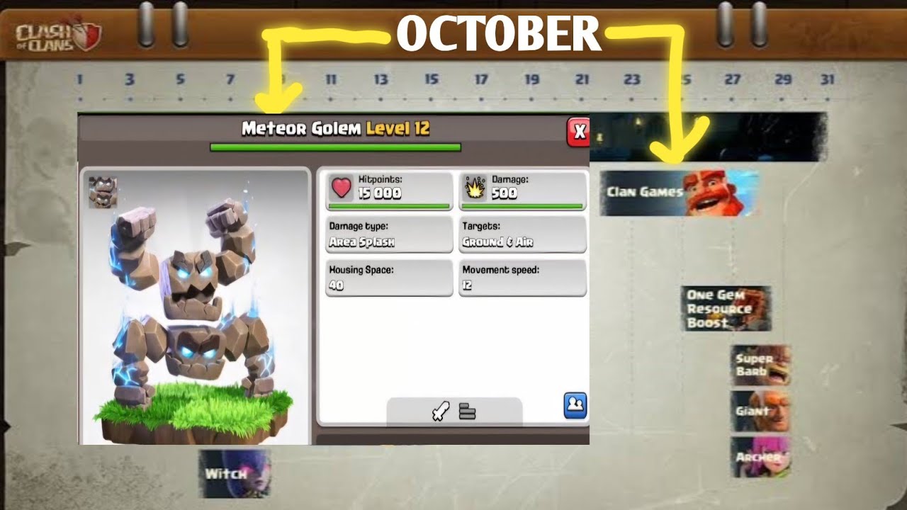 Обновление Clash of Clans за октябрь 2025 г. | Новый отряд — Метеоритный голем🔥