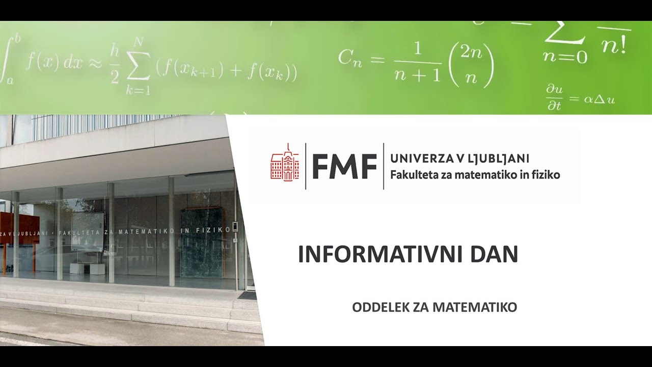 Informativni dan Oddelka za matematiko, petek ob 15.00