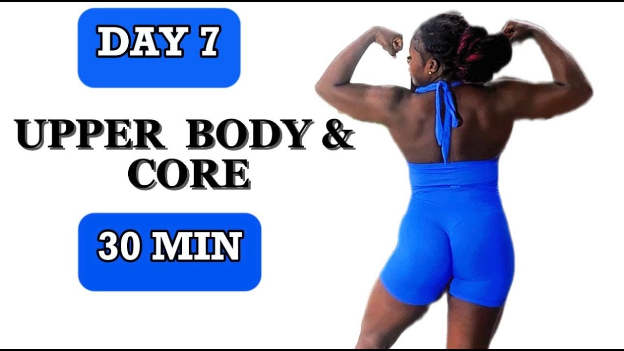 30 MINUTE UPPER BODDY & CORE Dumbbell Workout at Home (Warm Up & Cool Down Stretches Included)