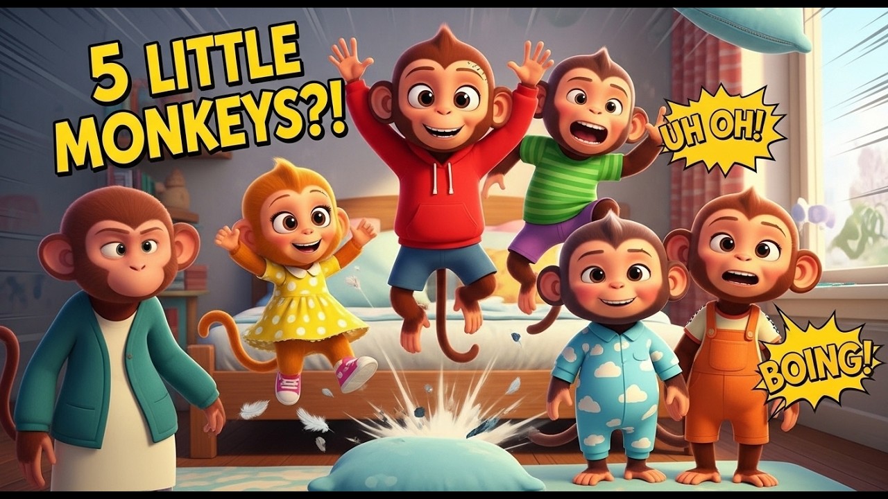 Five Little Monkeys 🐒🐒🐒🐒🐒+ Top Toddler Songs Compilation | TIKI FUN KIDS