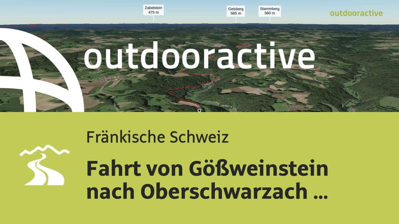 Flyover-Video: Fahrt von G&ouml;&szlig;weinstein nach Oberschwarzach &uuml;ber Ebermannstadt, ...
