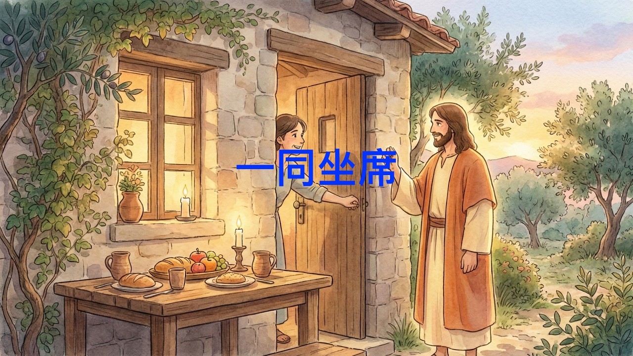 詩歌SS-4810【一同坐席】啟示錄3章20節〖羊咩咩-Ai聖經經文詩歌工作室〗