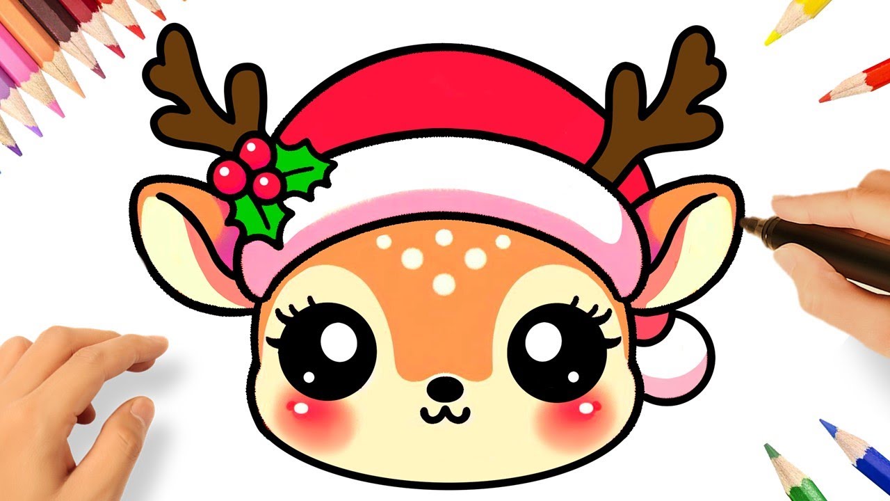 HOW TO DRAW A CUTE CHRISTMAS REINDEER EASY 🦌