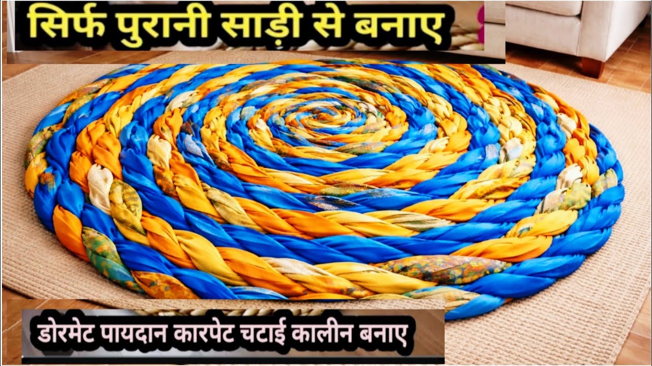 पुरानी साड़ियों बिना काटे बिना मशीन use करे बनाए कालीन कारपेट चटाई/#pldsaarireuseidea
