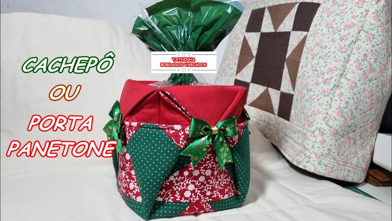 *400* PORTA PANETONE OU CACHEPÔ - PATCHWORK - COSTURA CRIATIVA - Tathinha Bordados Variados