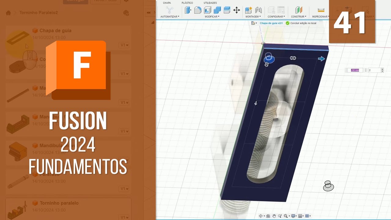 Edição no contexto de montagem - Chapa Guia | Fusion 2024 Fundamentos