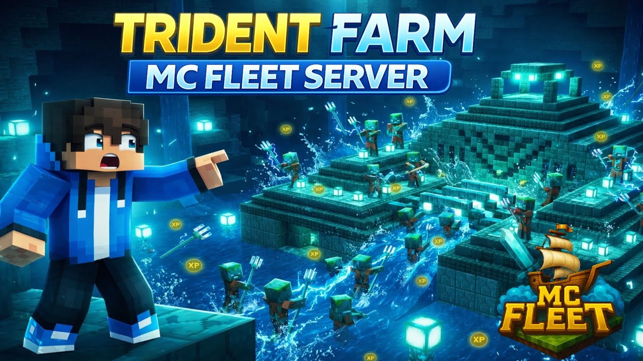 Easy Trident Farm in MC Fleet | No Need Drowne Spawner | #mcfleet 