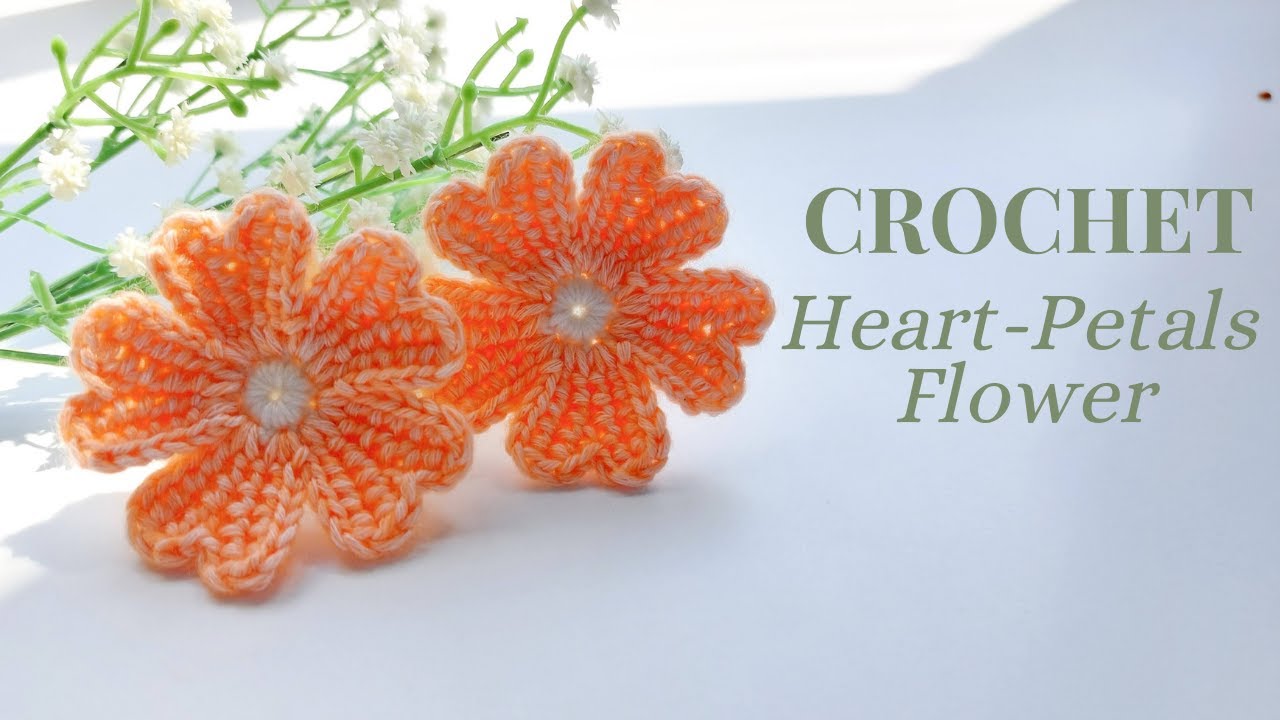 Crochet Heart-Petals Flower | So Fast to Make and Pretty Pattern for Decoration | NH&Agrave; LEN