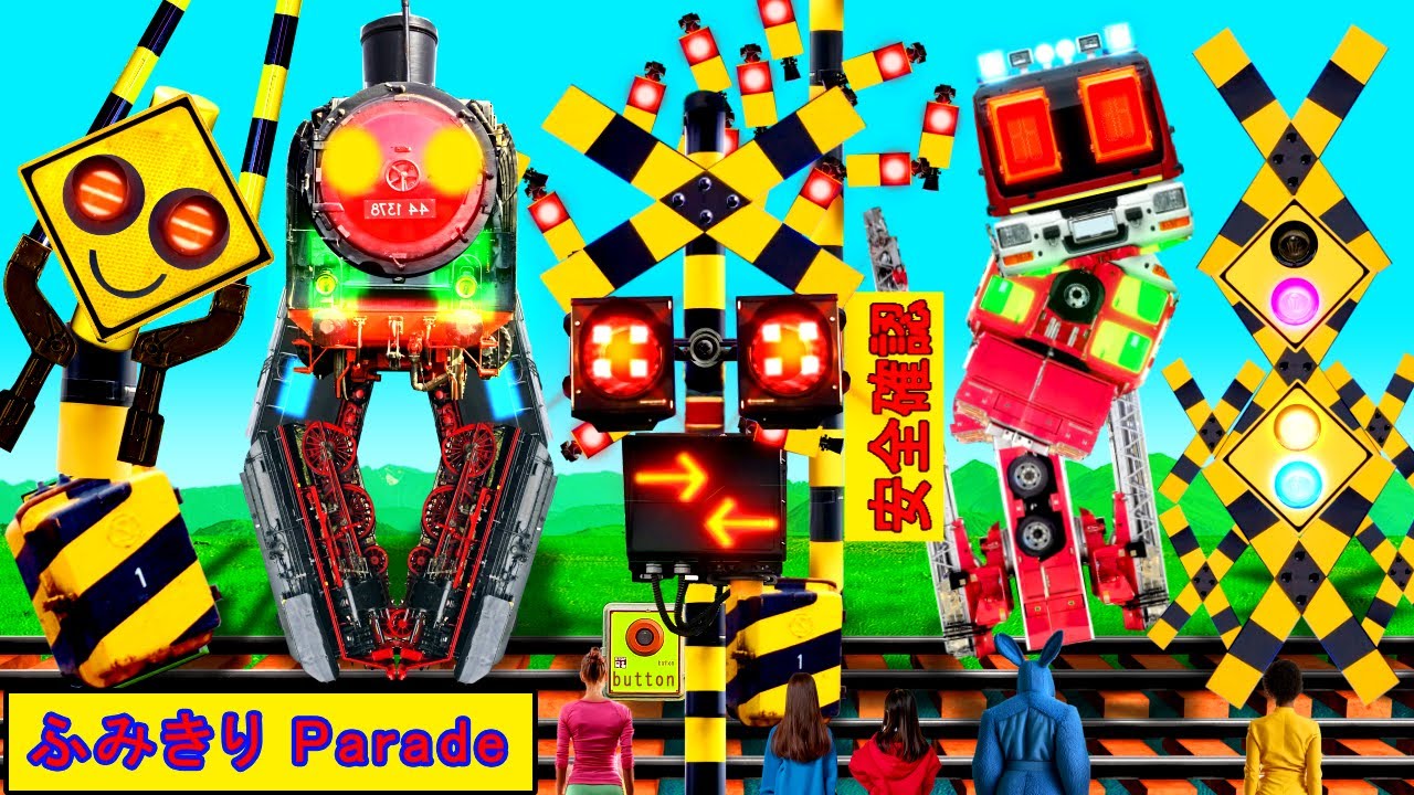 [Анимация железнодорожного переезда] Странный парад на железнодорожном переезде ♪очень смешные зв...