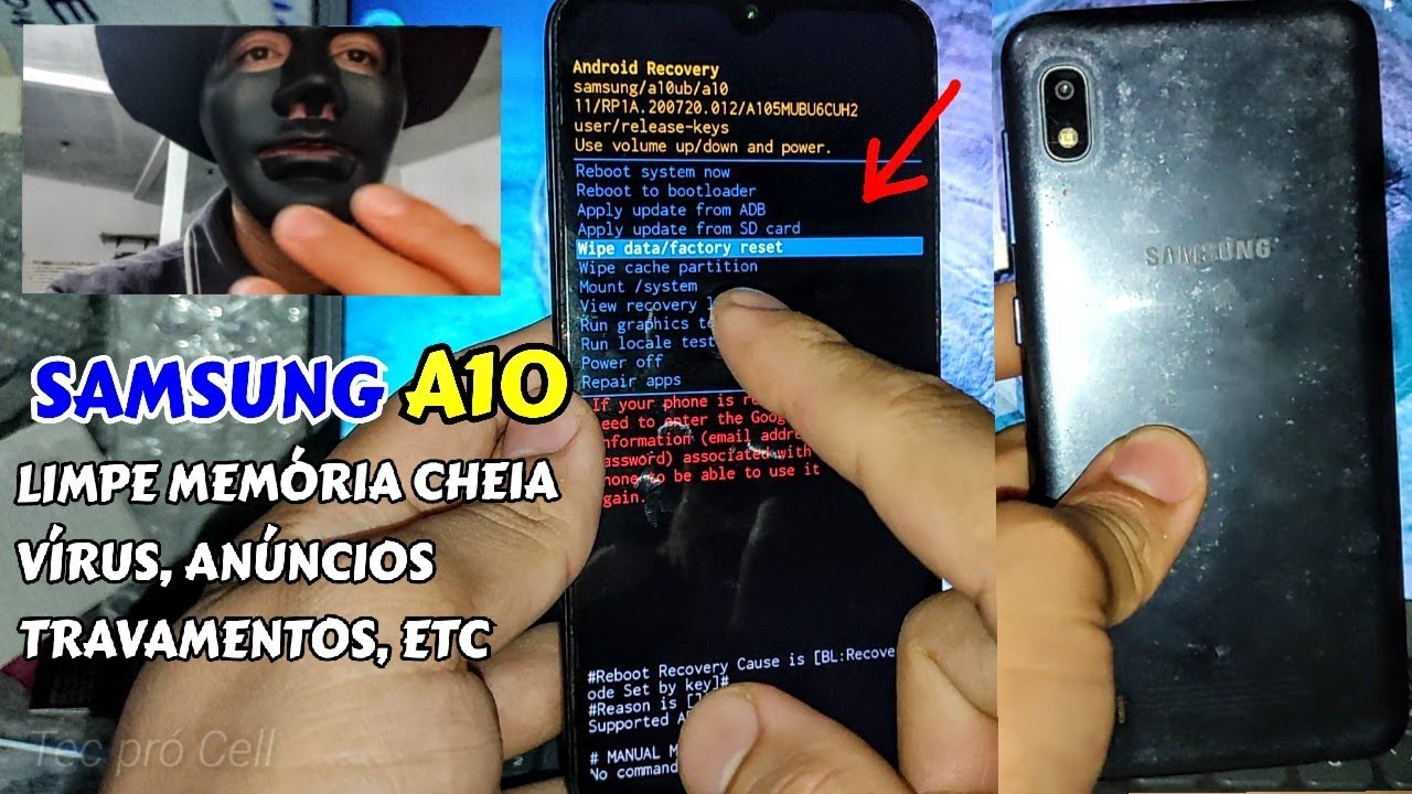 APRENDA COMO FORMATAR PELO HARD RESET O SAMSUNG GALAXY A10. LIMPAR MEMÓRIA CHEIA, VÍRUS, ANÚNCIOS...
