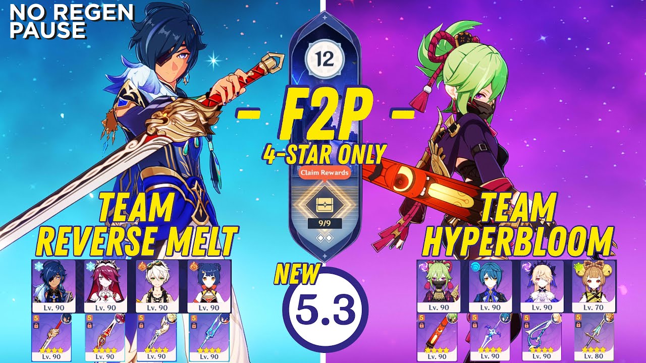 F2P Abyss 5.3 | Kaeya Reverse Melt & Kuki Hyperbloom - Genshin Impact