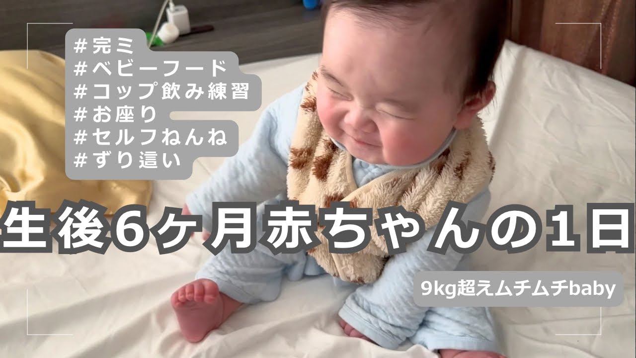 【生後6ヶ月】赤ちゃんの1日|ワンオペ|お座り|ずり這い|育児vlog|離乳食初期|完ミ|主婦vlog